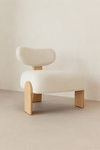 Hella - Fauteuil - Tissu Bouclette/Bois - Blanc