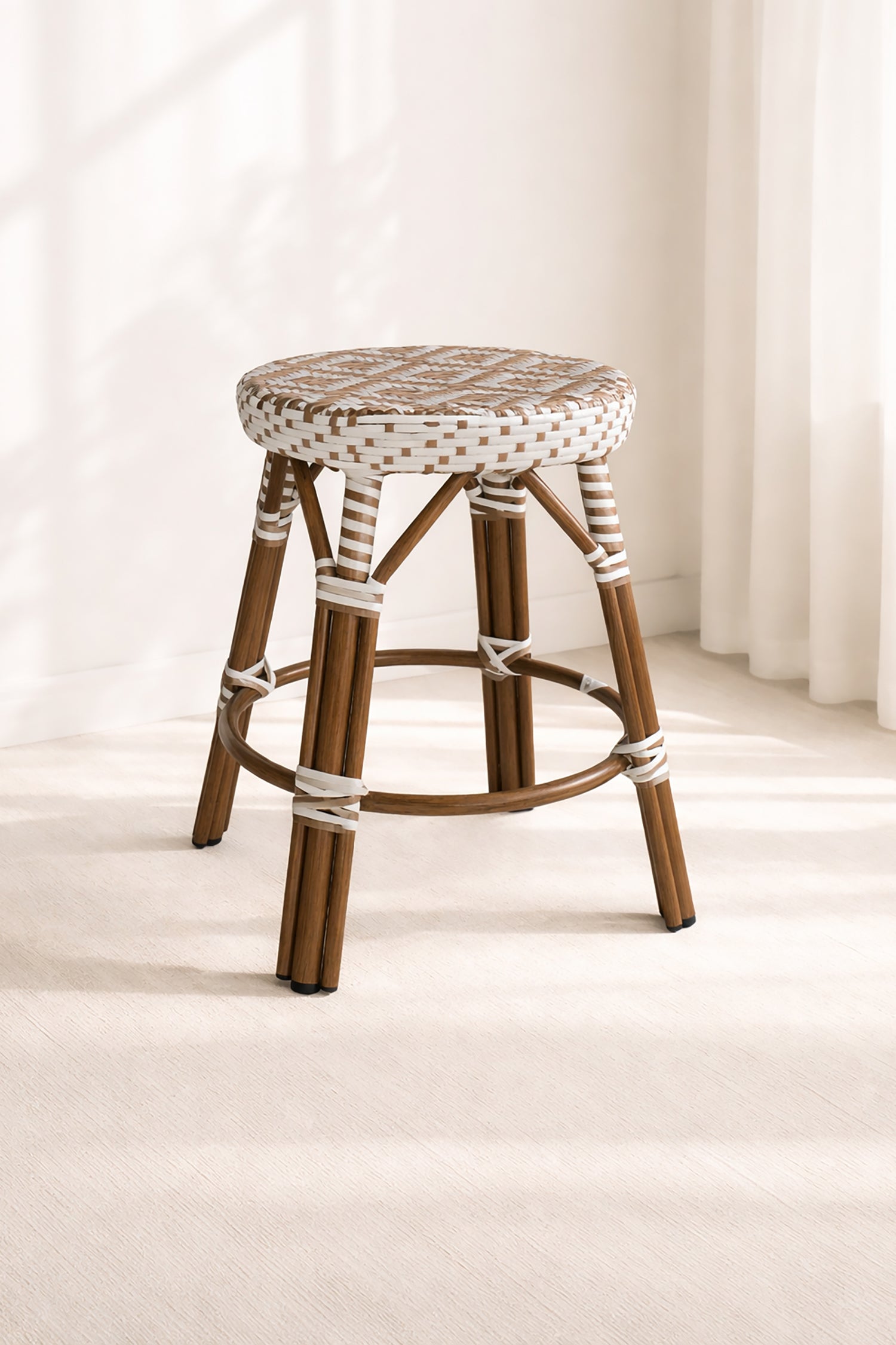Scala - Tabouret Bas - Alu Aspect Rotin/Textilene - Noisette