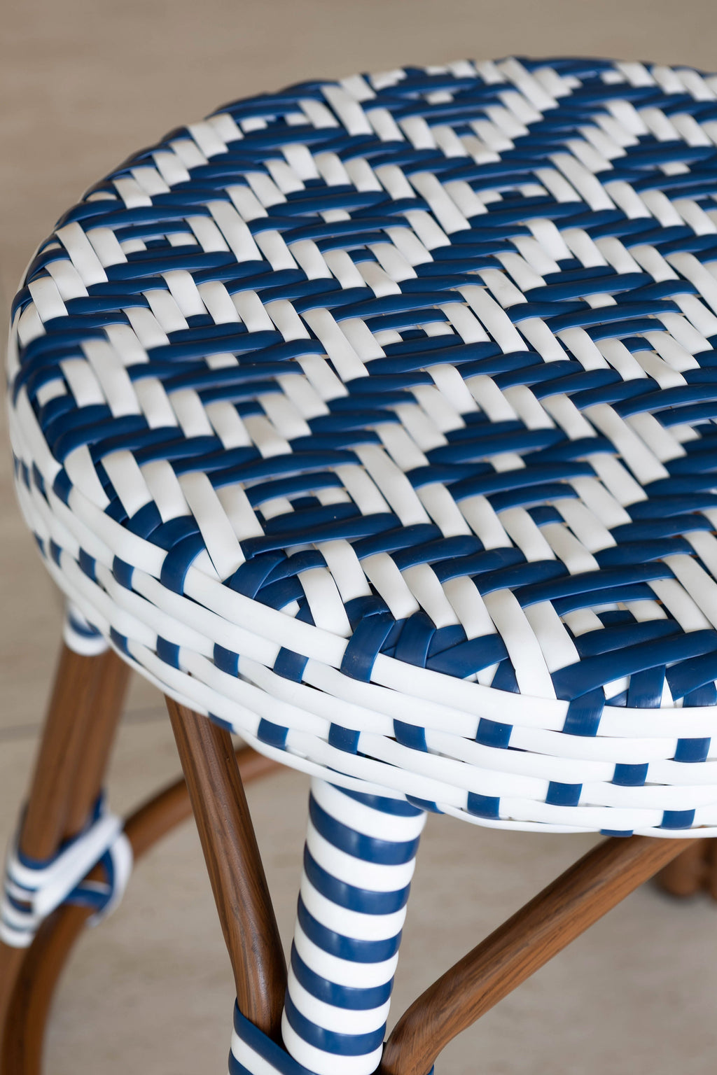 Scala - Tabouret Tressé - Alu Aspect Rotin - Bleu
