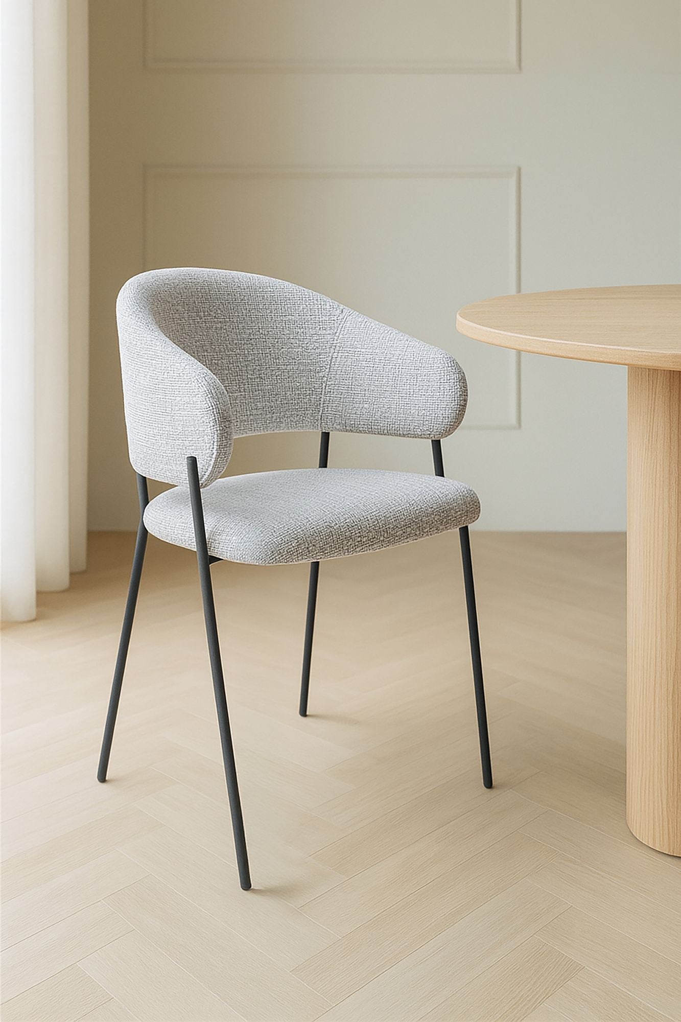 Eros - Lot 2 Faut /Table - Tissu Tweed/Metal - Noir/Latte