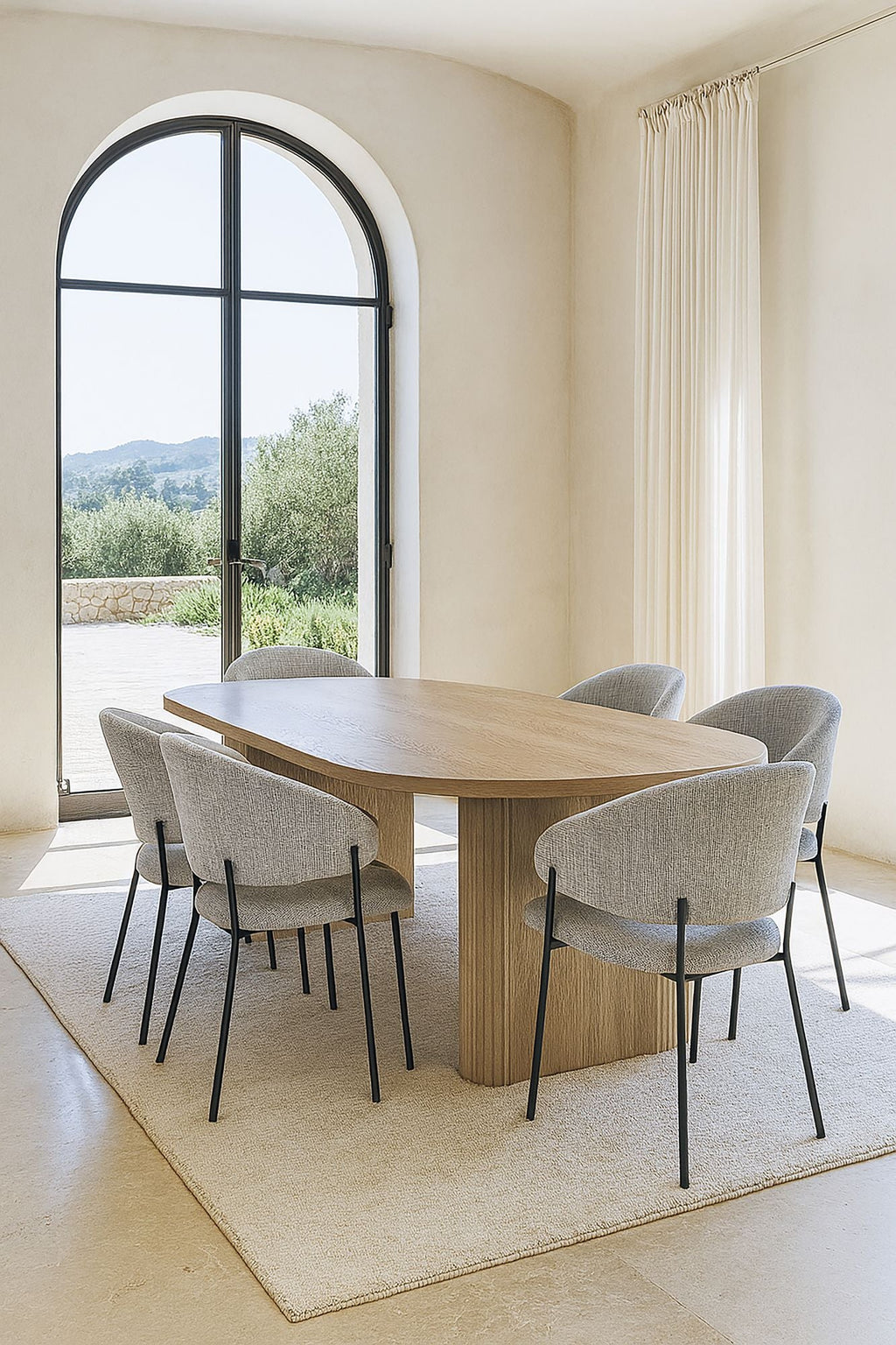 Eros - Lot 2 Faut /Table - Tissu Tweed/Metal - Noir/Latte