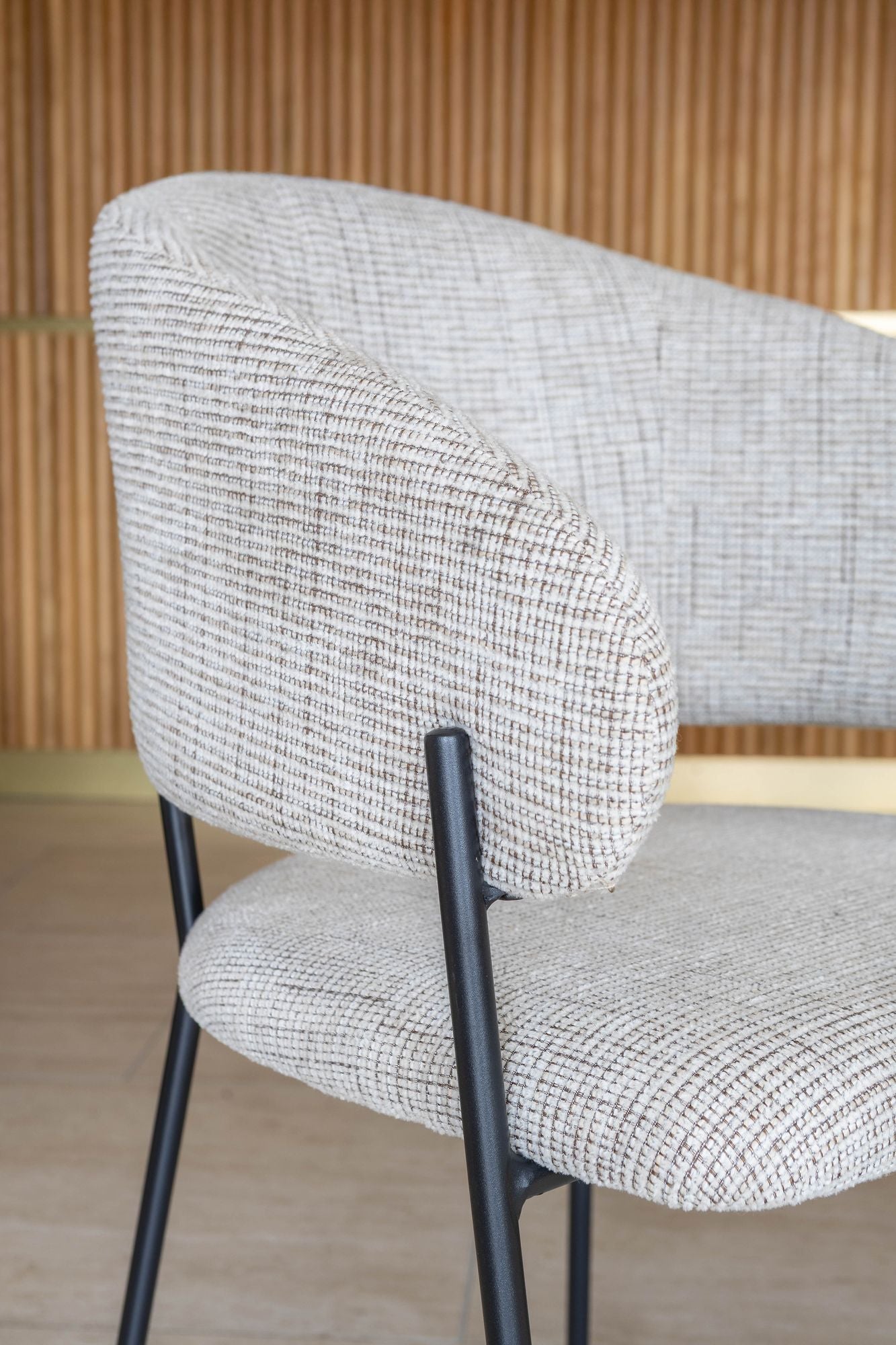 Eros - Lot 2 Faut /Table - Tissu Tweed/Metal - Noir/Latte