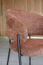 Eros - Lot 2 Faut / Table - Tissu Tweed/Metal - Brique/Noir