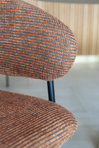 Eros - Lot 2 Faut / Table - Tissu Tweed/Metal - Brique/Noir