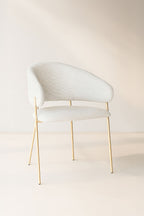 Eros - Lot 2 Faut / Table - Tissu Tweed/Metal - Ecru/Noir