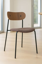 Gaston - Lot2 Chaises - Tweed/Metal/Bois - Chataigne
