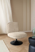 Funky - Fauteuil Pivotant - Velour Côtelé/Métal - Beige/Noir