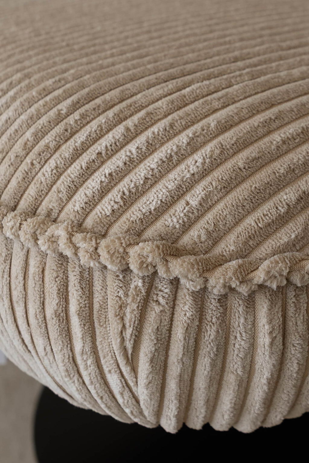 Funky - Fauteuil Pivotant - Velour Côtelé/Métal - Beige/Noir