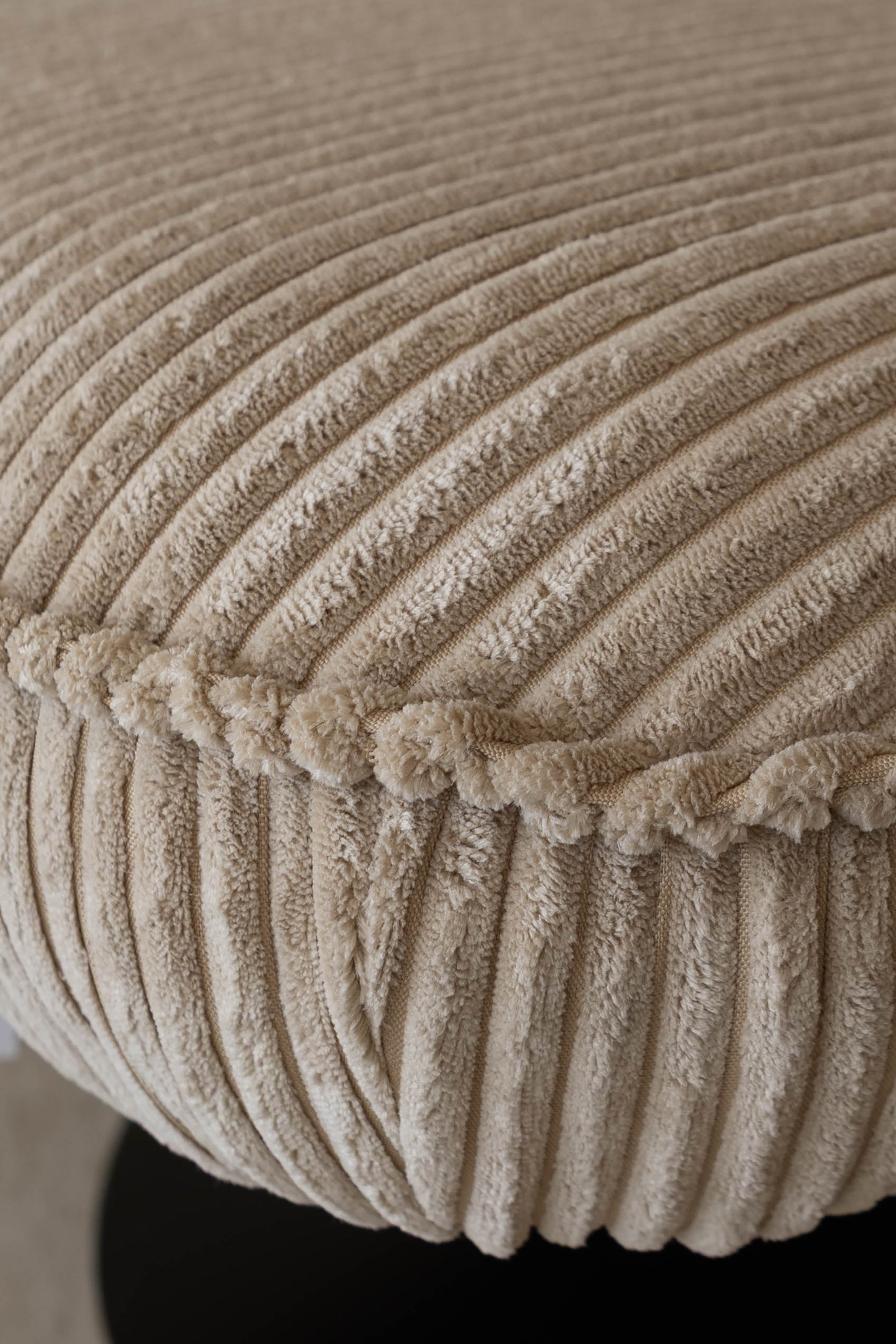 Funky - Fauteuil Pivotant - Velour Côtelé/Métal - Beige/Noir