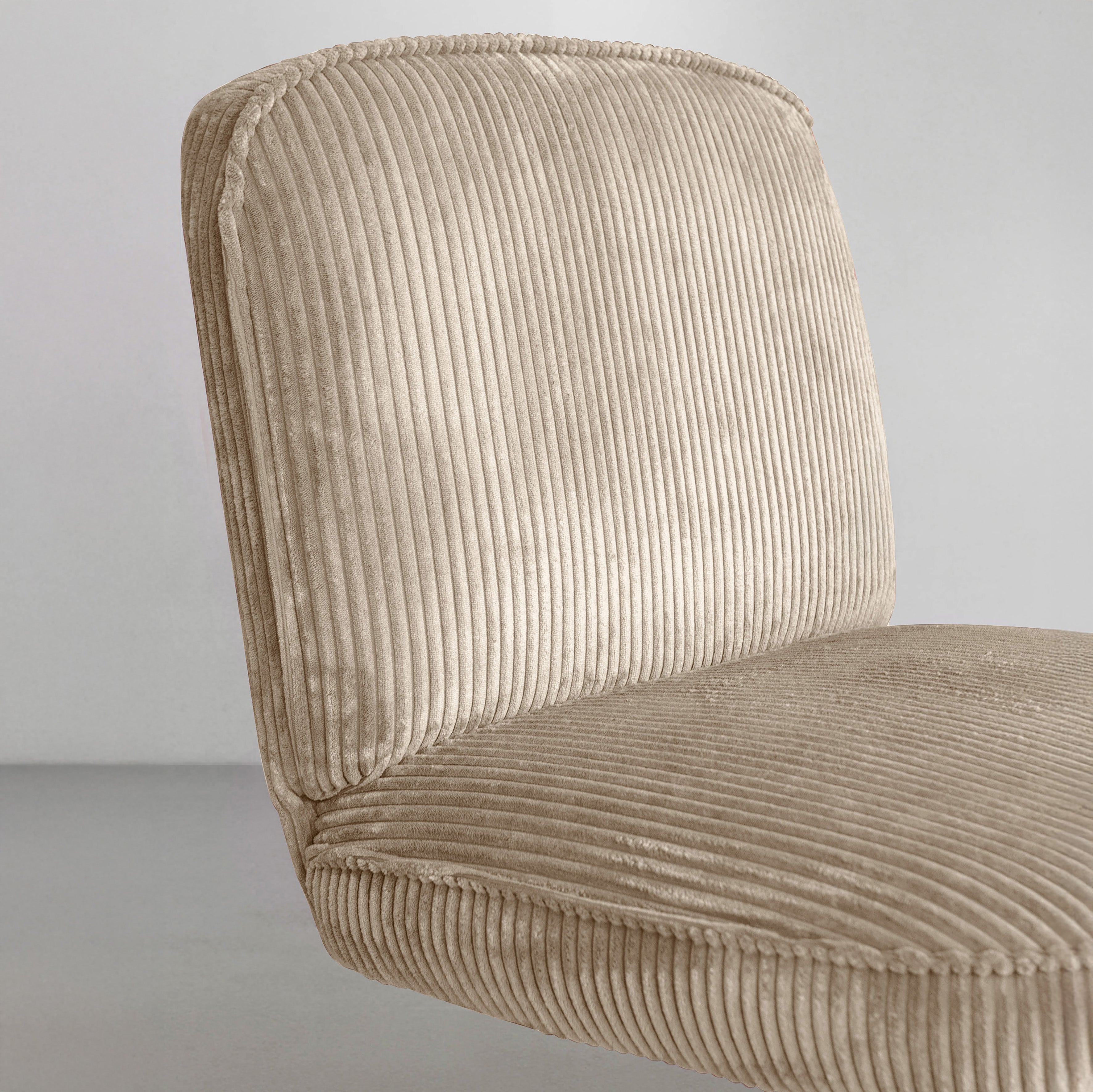 Funky - Fauteuil Pivotant - Velour Côtelé/Métal - Beige/Noir