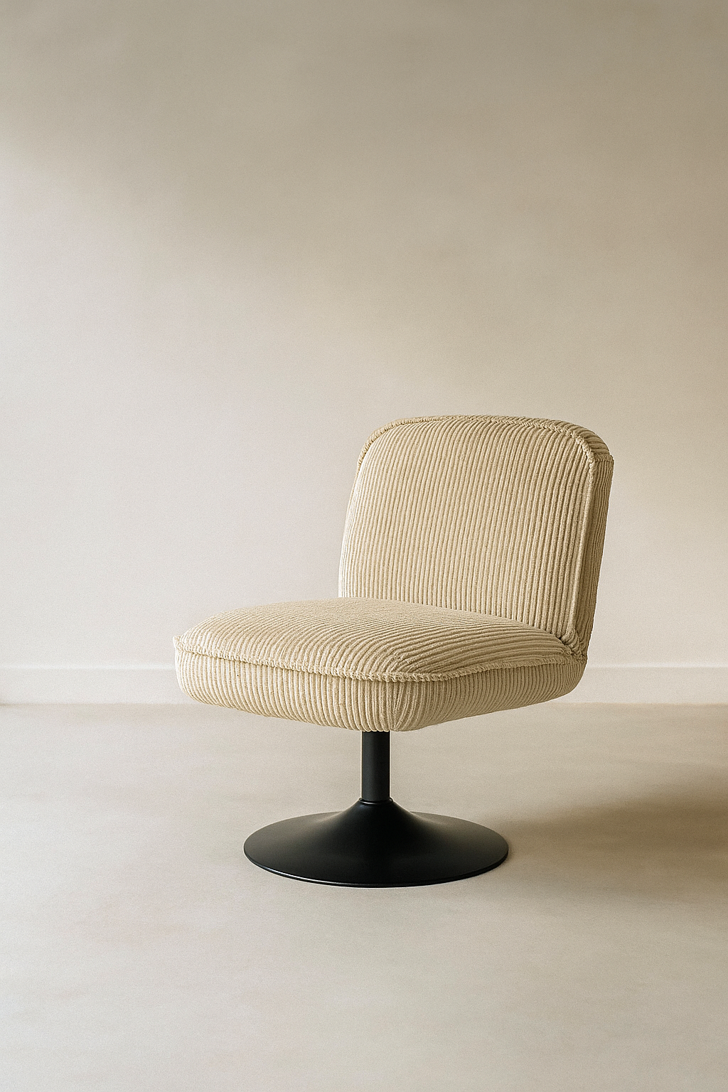 Funky - Fauteuil Pivotant - Velour Côtelé/Métal - Beige/Noir
