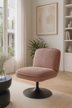 Funky - Fauteuil Pivotant - Velour Côtelé/Metal - Noir/Rose