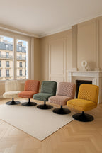 Funky - Fauteuil Pivotant - Velour Côtelé/Metal - Noir/Rose