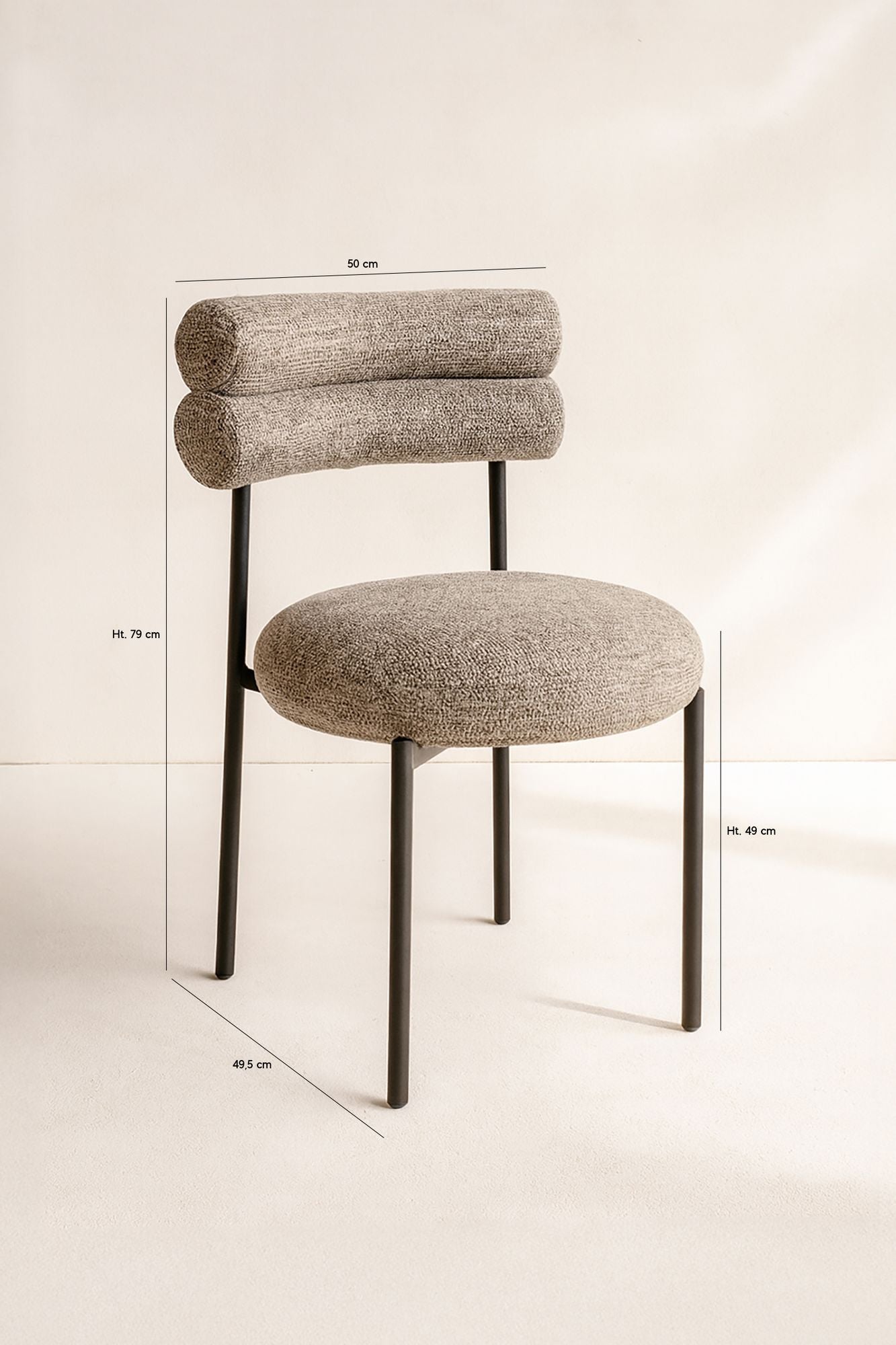 Gina - Lot 2 Chaises - Tissu Tweed/Métal - Noir/Moka