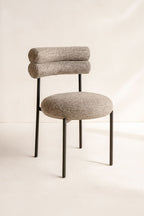 Gina - Ensemble Table Ova Le 230Cm +6Chaises - Tweed/Métal - Noir/Moka