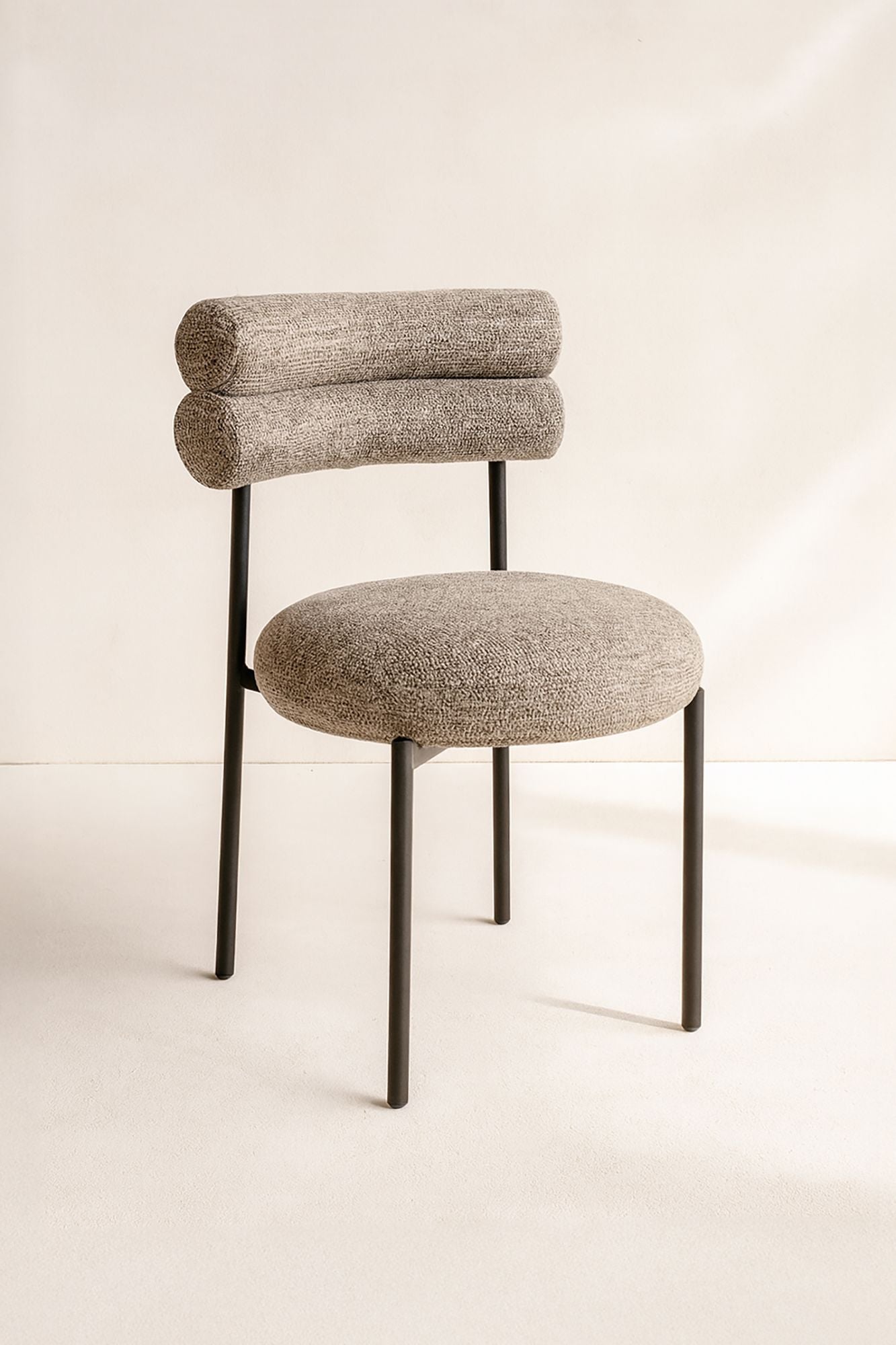 Gina - Ensemble Table Ova Le 230Cm +6Chaises - Tweed/Métal - Noir/Moka
