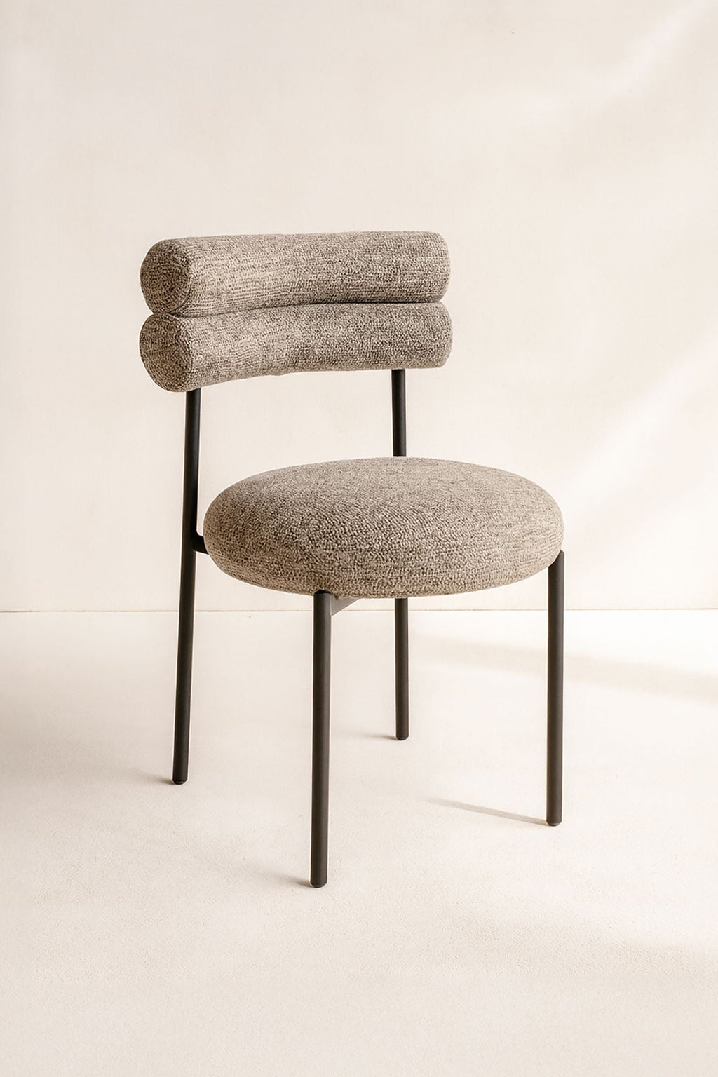 Gina - Lot 2 Chaises - Tissu Tweed/Métal - Noir/Moka
