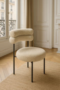 Gina - Lot 2 Chaises - Tissu Tweed/Métal - Beige/Noir