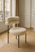 Gina - Lot 2 Chaises - Tissu Tweed/Métal - Beige/Noir
