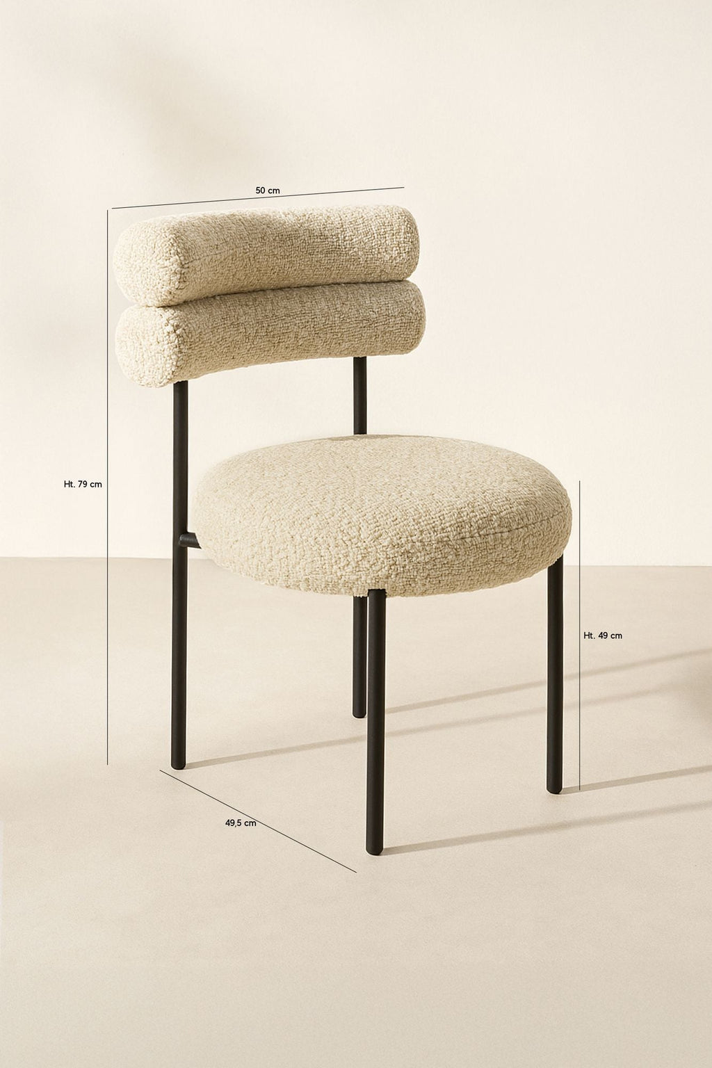 Gina - Lot 2 Chaises - Tissu Tweed/Métal - Beige/Noir