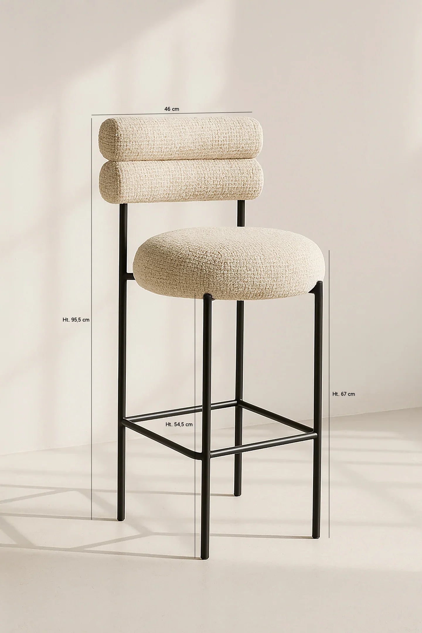 Gina - Lot 2 Chaises De Bar - Tweed/Métal - Beige/Noir