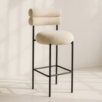 Gina - Lot2 Chaises De Bar - Tweed/Métal - Beige/Noir