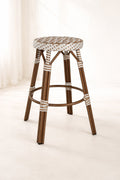 Scala - Tabouret De Bar Haut - Alu Aspect Rotin/Textilen - Noisette