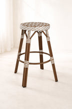 Scala - Tabouret De Bar Haut - Alu Aspect Rotin/Textilen - Noisette