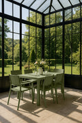 Patio - Ensemble Indoor Table + 2 Fauteuils/4 Chaises - Polypropylene - Vert