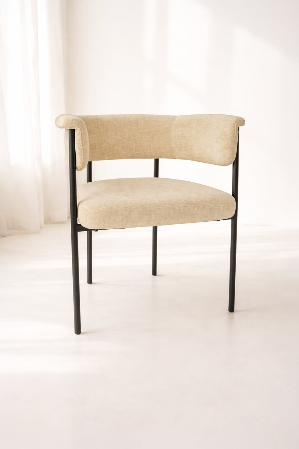 Colette - Lot 2 Fauteuils Table - Tissu/Métal - Beige/Noir