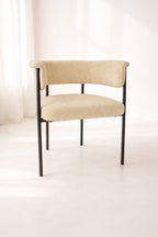 Colette - Lot 2 Fauteuils Table - Tissu/Métal - Beige/Noir