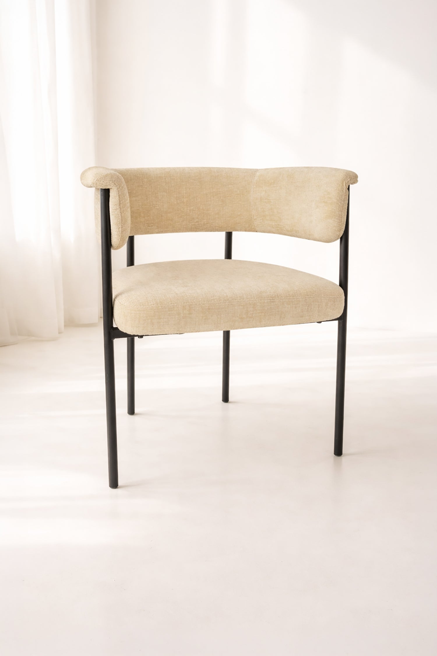 Colette - Lot 2 Fauteuils Table - Tissu/Métal - Beige/Noir