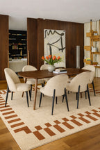 Leonie - Lot 2 Chaises - Tissu/Métal - Ecru/Noir