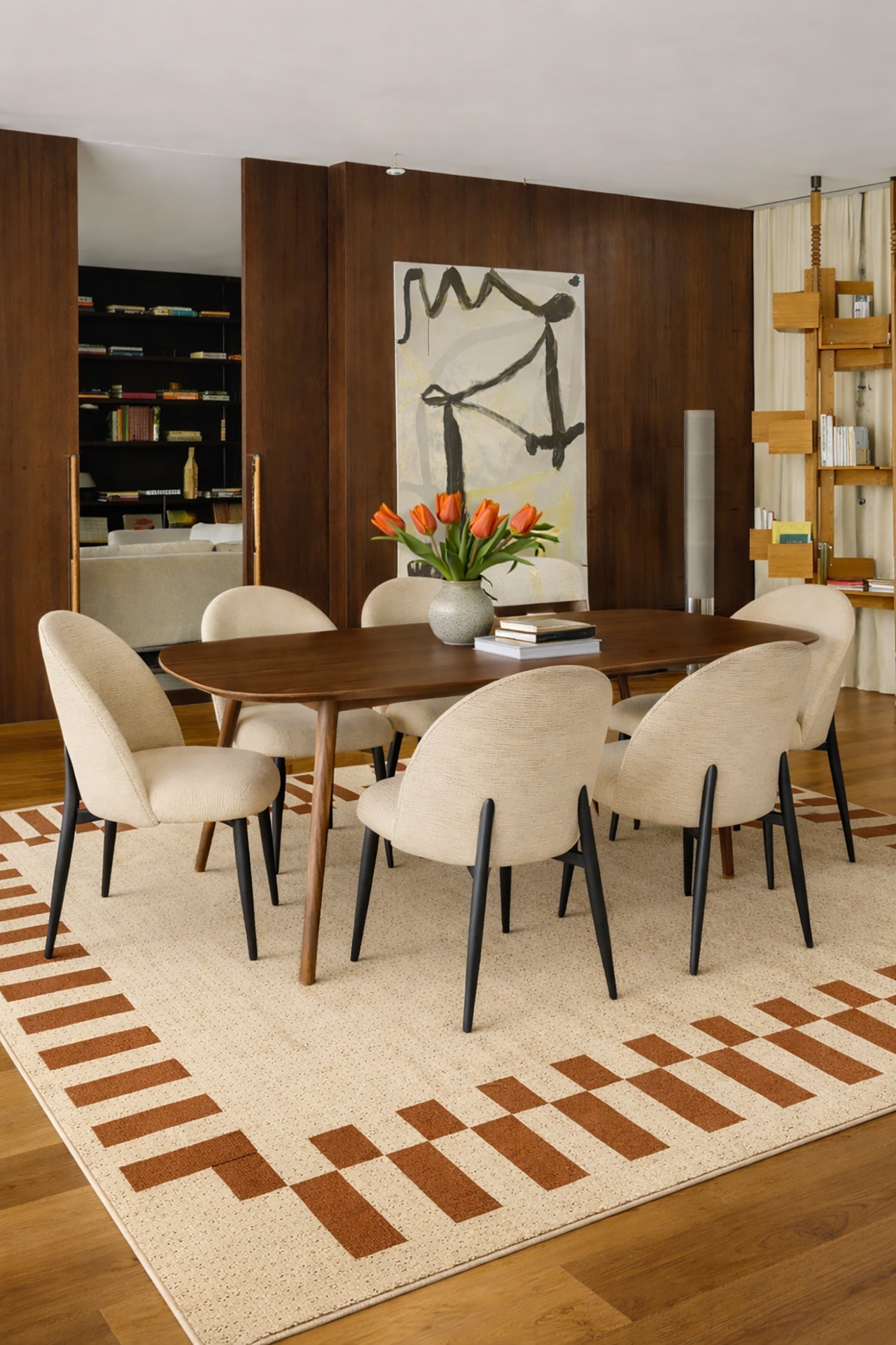 Leonie - Lot 2 Chaises - Tissu/Métal - Ecru/Noir