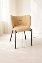 Suzan - Lot 2 Fauteuils De Table - Tissu Tweed/Métal - Ocre/Noir