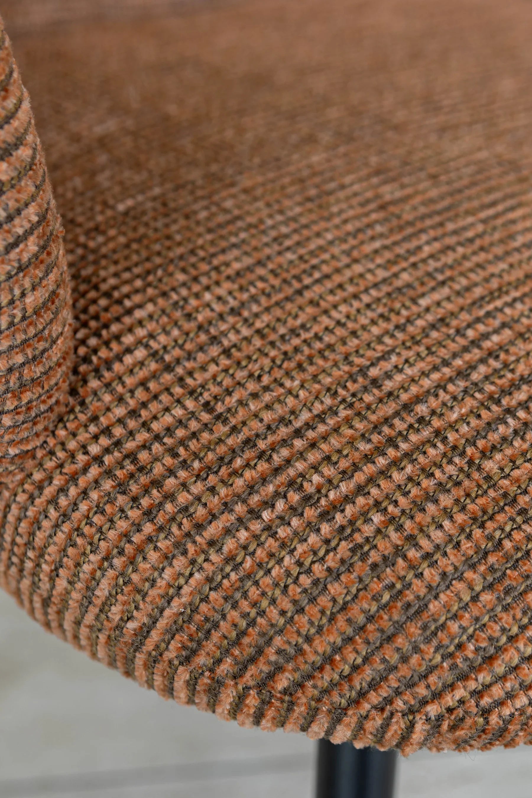 Ginette - Lot 2 Fauteuils De Table - Tissu Tweed/Métal - Noir/Terracotta