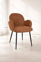 Ginette - Lot 2 Fauteuils De Table - Tissu Tweed/Métal - Noir/Terracotta