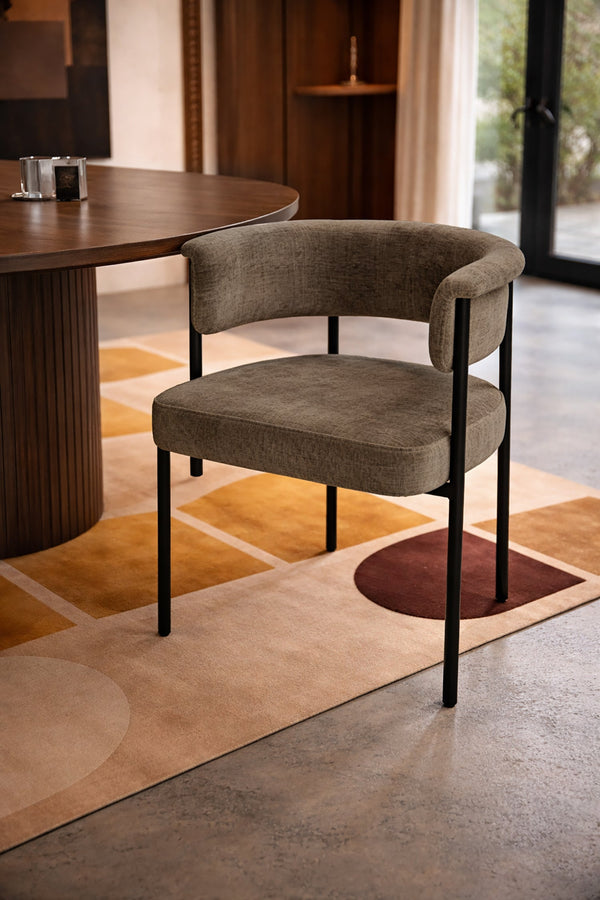 Colette - Lot 2 De Fauteuils Table - Tissu/Métal - Noir/Coffee