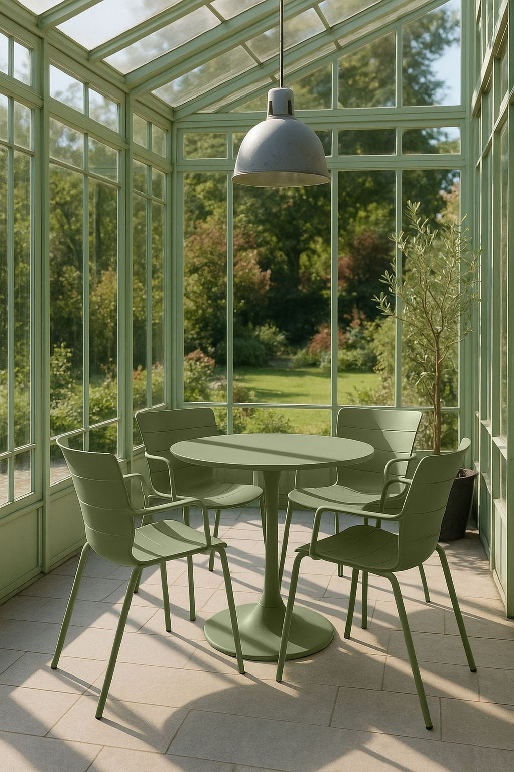 Montauk - Lot 4 Fauteuils De Table - Polypropylène/Metal - Vert Kaki