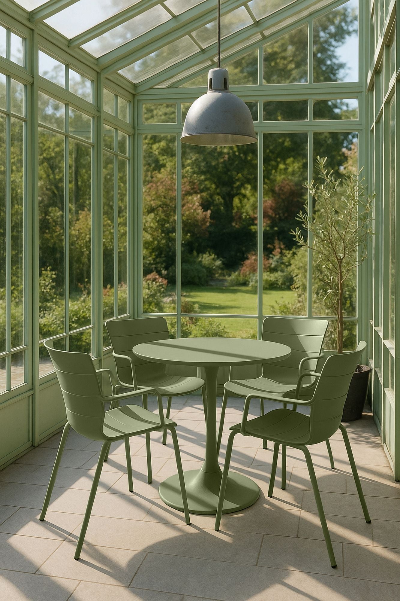 Montauk - Lot 4 Fauteuils De Table - Polypropylène/Metal - Vert Kaki
