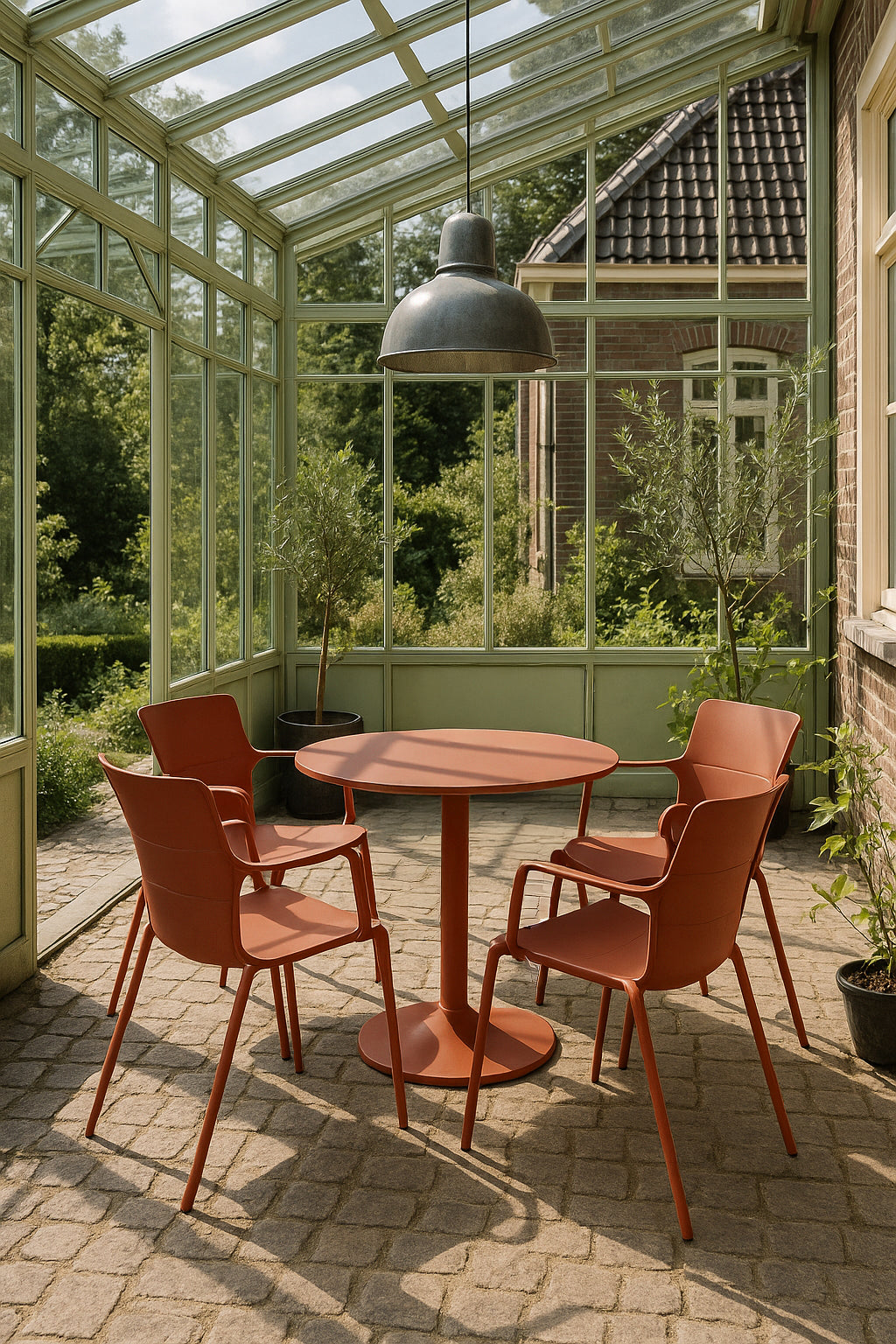 Montauk - Lot 4 Fauteuils De Table - Polypropylène/Metal - Brique