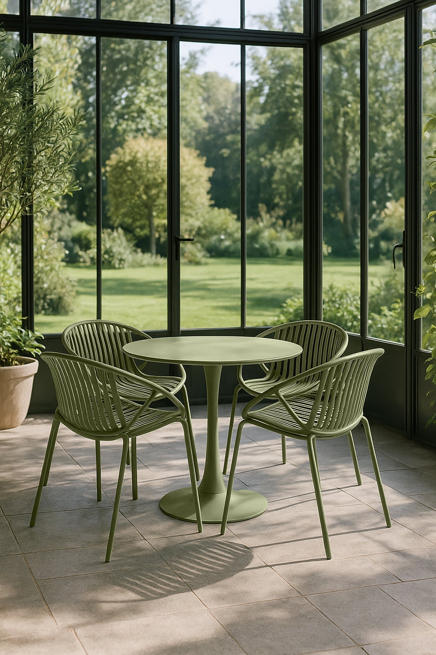 Calypso - Lot De 4 Faut De Table - Polypropylène/Métal - Vert
