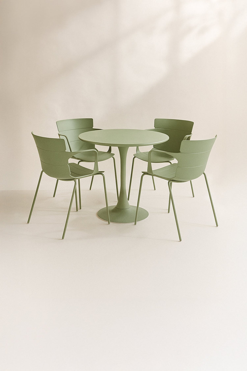 Montauk - Ensemble Table/4Fauteuil De Table En Polypopylène - Métal - Vert