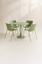 Montauk - Ensemble Table/4Fauteuil De Table En Polypopylène - Métal - Vert