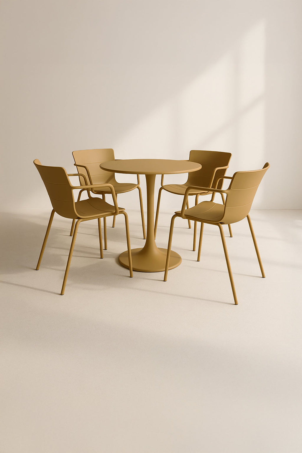 Montauk - Ensemble Table/4Fauteuil De Tble En Polypopylène - Métal - Ocre