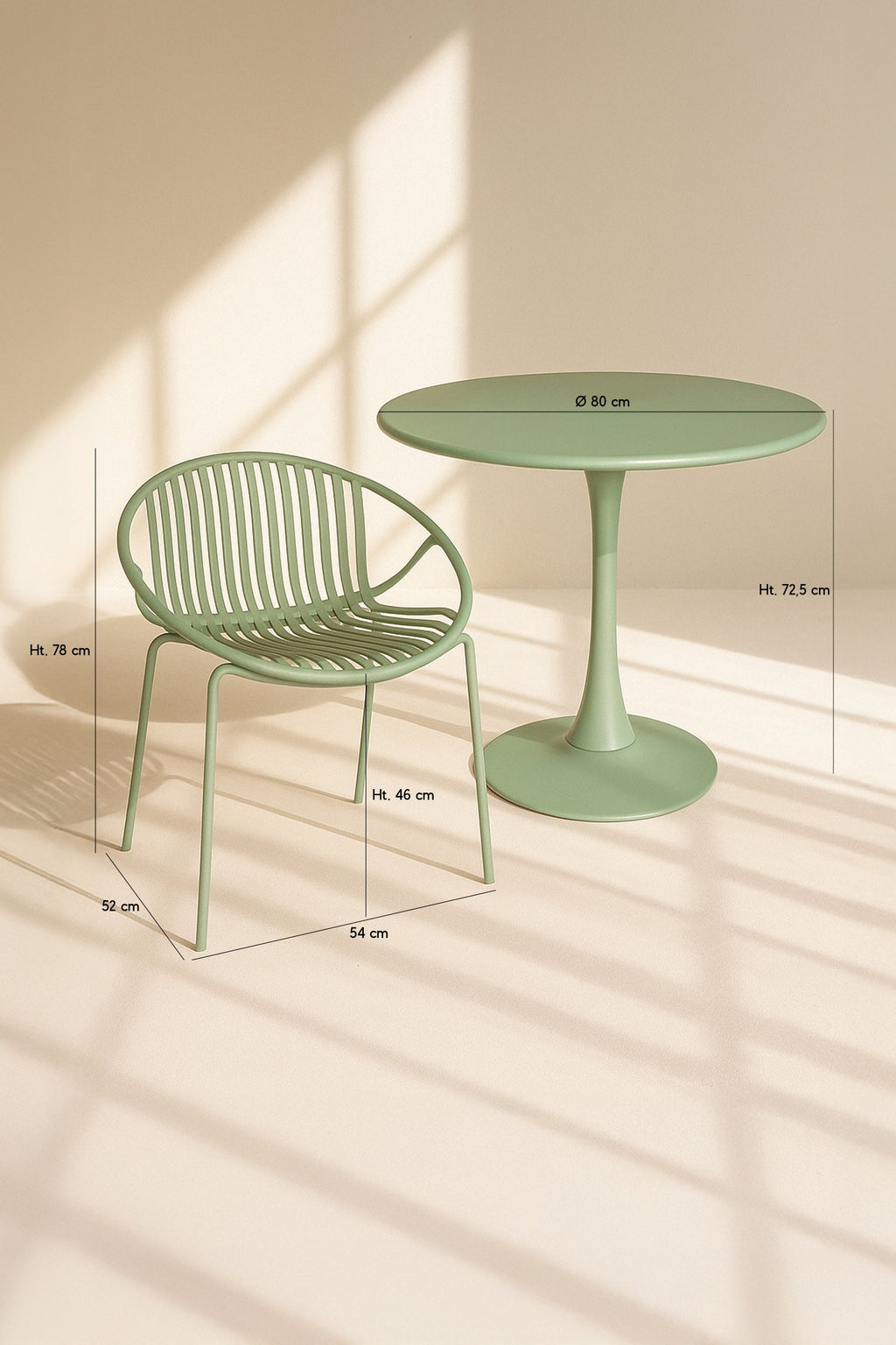 Calypso - Ensemble Table/4Fauteuil De Table - Métal Et Polypropylene - Vert