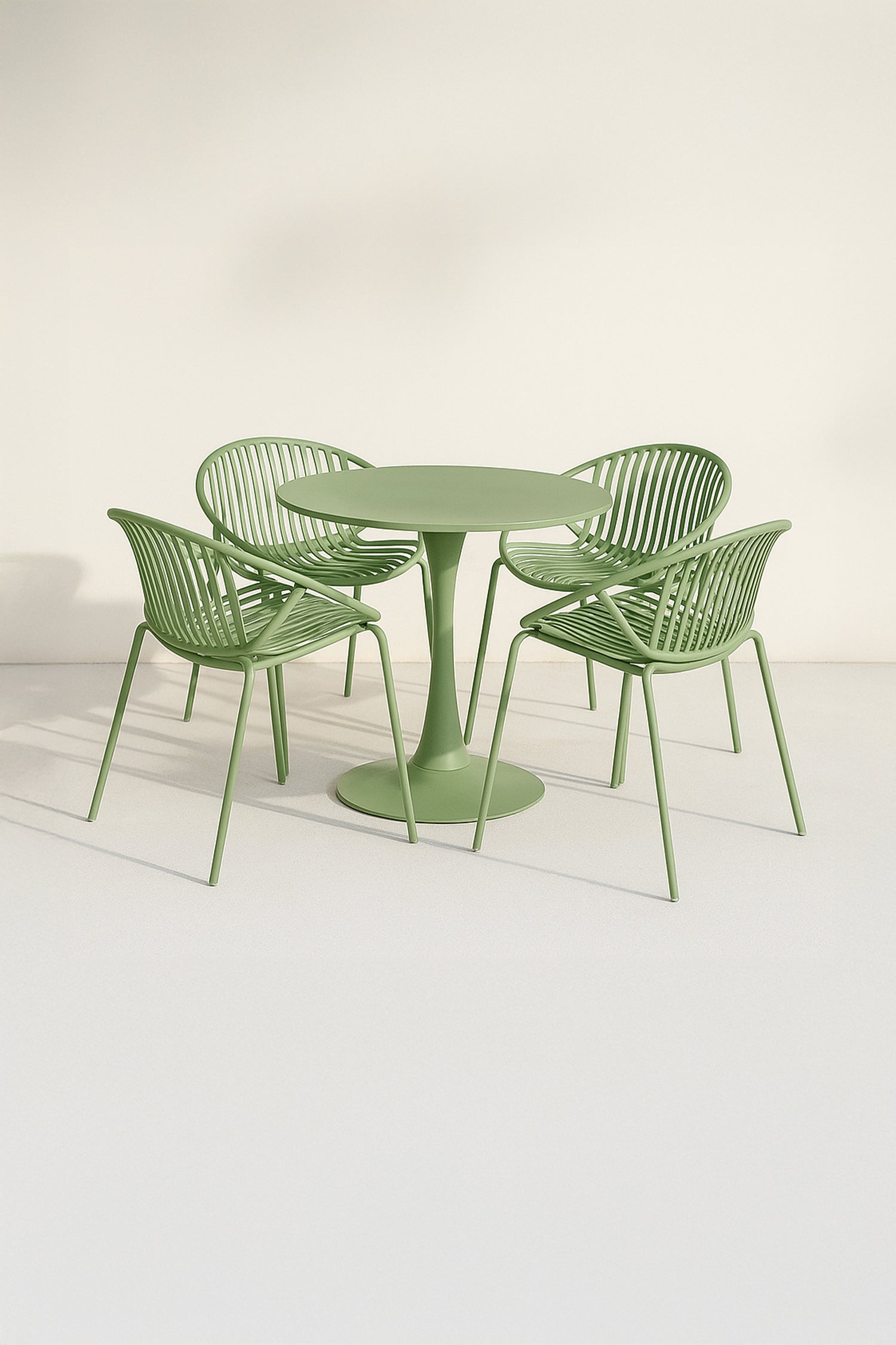 Calypso - Ensemble Table/4Fauteuil De Table - Métal Et Polypropylene - Vert