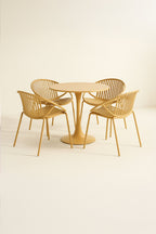Calypso - Ensemble Table/4Fauteuil De Table En Polypropylèn - Métal - Ocre