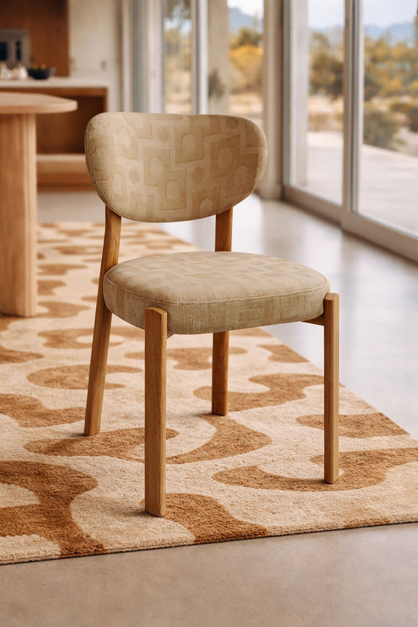 Suzie - Lot 2 Chaises - Effet Bois/Tissu/Metal