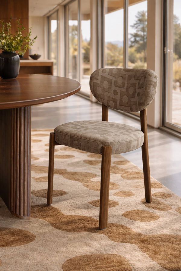 Suzie - Lot 2 Chaises - Effet Bois/Tissu/Métal - Taupe
